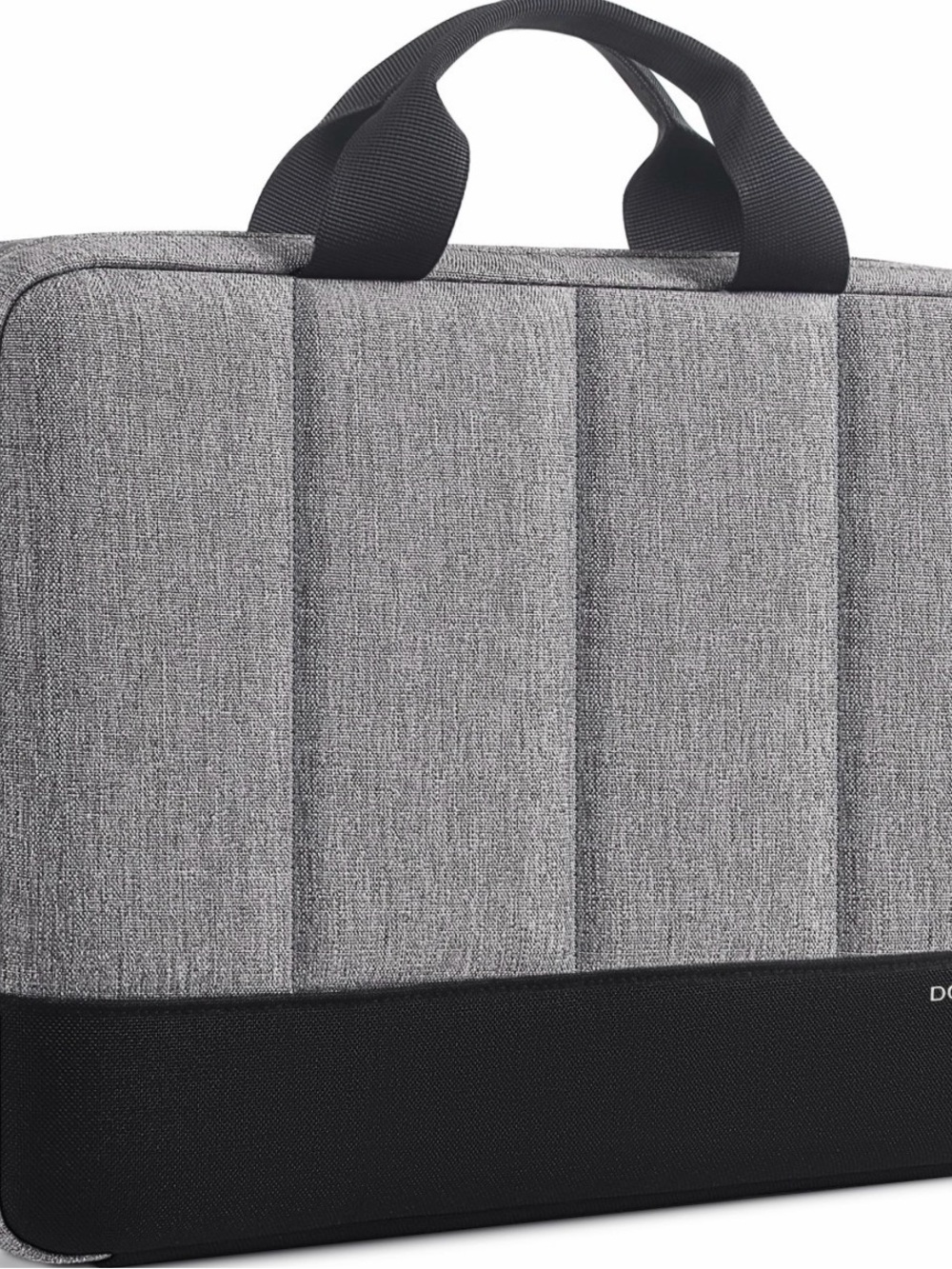 Gray Quilted Laptop Sleeve Tote with Black Trim